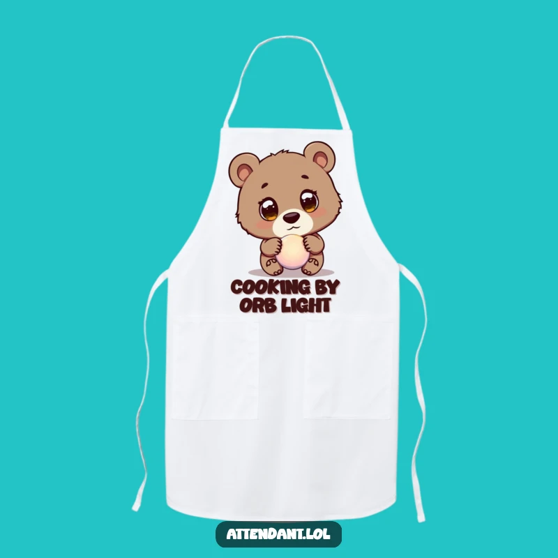 Funny Bear Cub Orb Apron: Curious Guide Design, A Hilarious Kitchen Funny Gift!