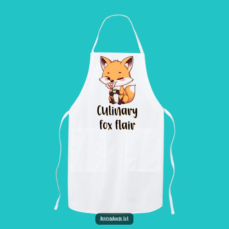 Funny Fox Flower Apron: Playful Sly Fox Offer, A Hilarious Kitchen Funny Gift!