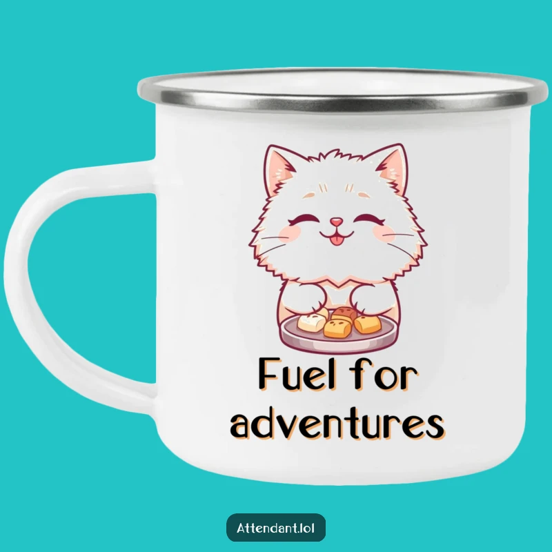 Funny Cat Camping Mug: Cute Fluffy Kitty Outdoor Sipper, Adventure Ready, Perfect Funny Gift