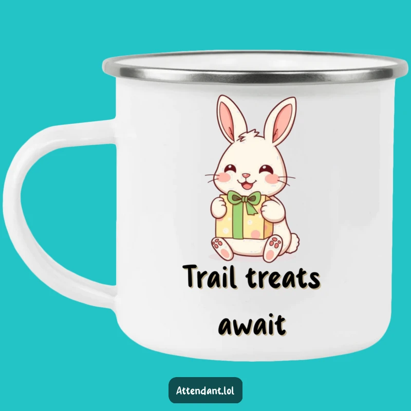 Funny Rabbit Camping Mug: Cheerful Bunny Outdoor Gift Holder, Adventure Ready, Perfect Funny Gift