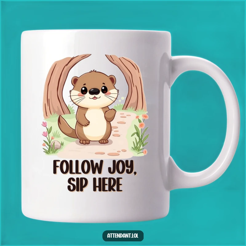 Funny Otter Guide Mug: Happy Animal Leading Path, Charming Companion, Perfect Funny Gift Idea