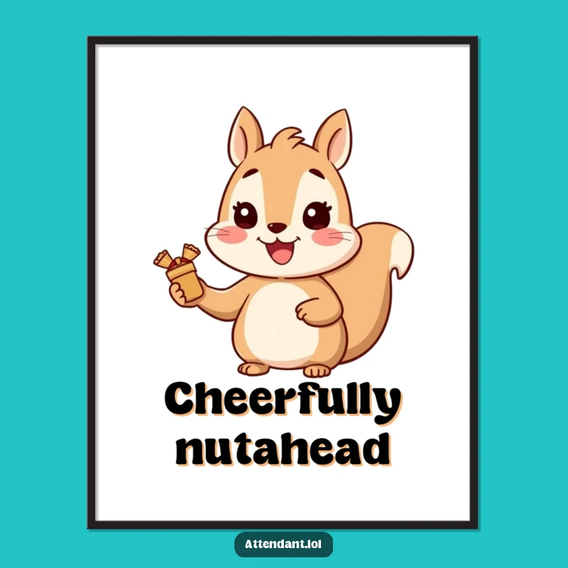 Funny Squirrel Digital Print: Cheerful Gifter Spreading Joy, Instant Wall Art Funny Gift!