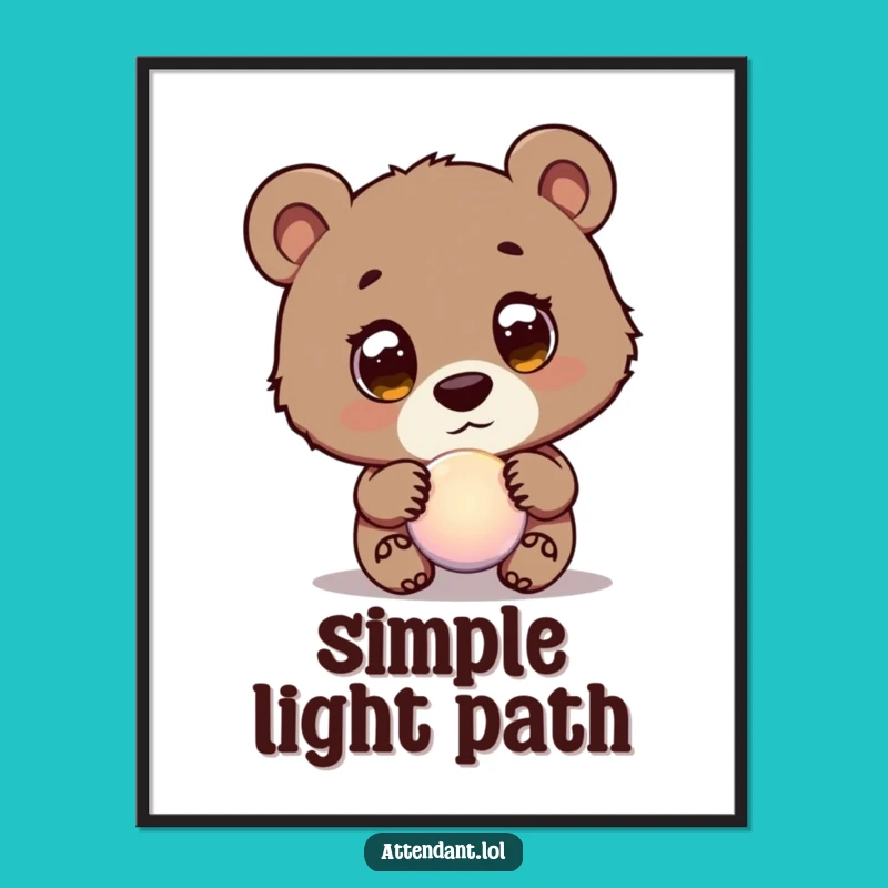 Funny Bear Cub Orb Digital Print: Curious Guide Design, Instant Art Funny Gift!