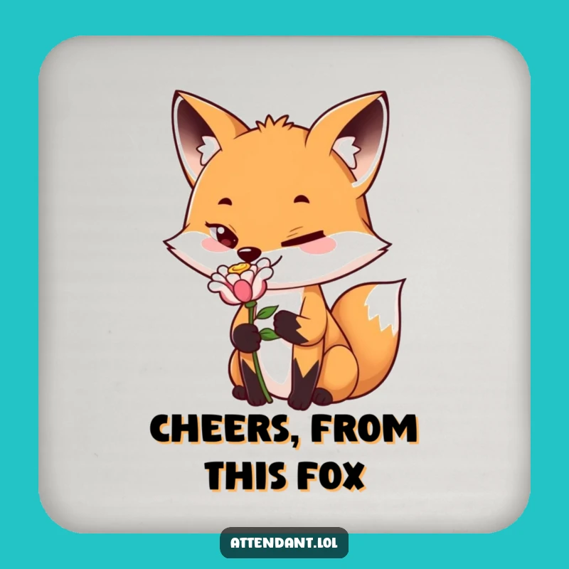 Funny Fox Flower Coasters: Playful Sly Fox Offer, Protect Surfaces Funny Gift!