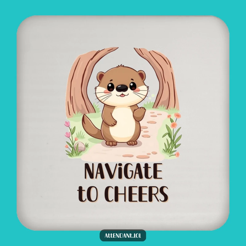 Funny Otter Drink Coaster: Happy Otter Protecting Surfaces, Charming Decor, Perfect Funny Gift