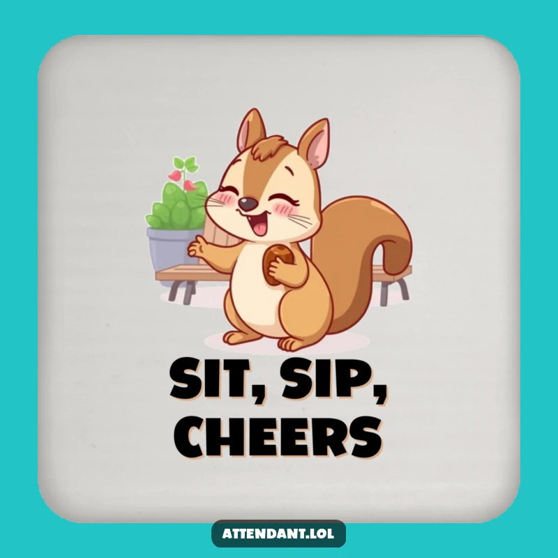Funny Squirrel Drink Coaster: Giggling Nutty Protector, Charming Decor, Perfect Funny Gift