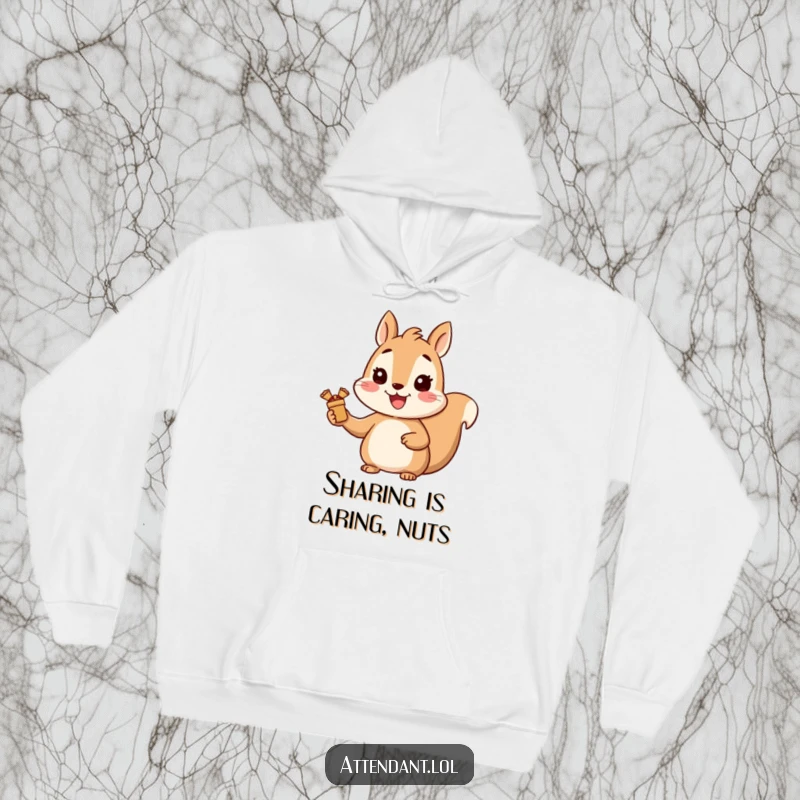 Funny Squirrel Hoodie: A cheerful squirrel with a beaming smile distributes small wrapped presents, offering cozy humor.