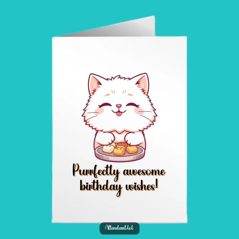 Free Printable Cat Birthday Card: Funny Fluffy Friend Delivers Treats, DIY Downloadable Gift