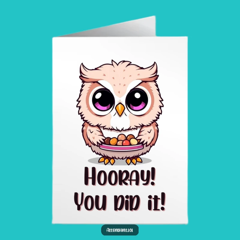 Free Printable Owl Congratulations Card: Funny Treat Delivery for Big Wins Downloadable