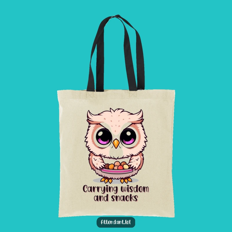 Funny Owl Tote Bag: Charming Curious Owl Sharing Treats, Your New Go-To Funny Gift!